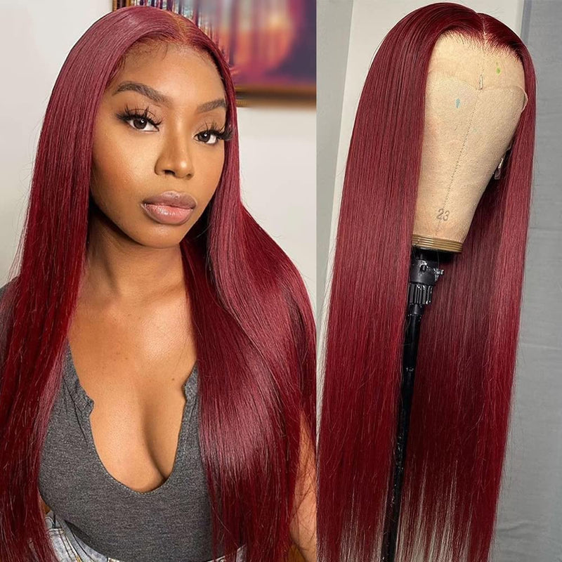 99j Burgundy Wig 13x4 HD Lace Front Wigs Straight Human Hair Wigs