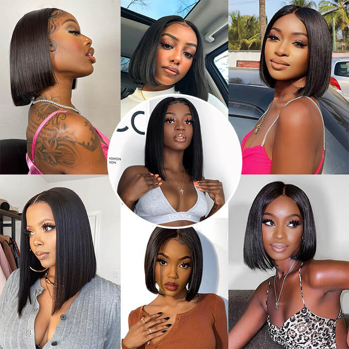 Straight Bob Human Hair Wigs 4X4 HD Lace Closure Bob Wigs