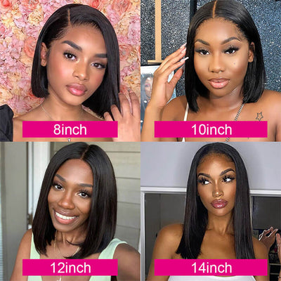 Bob Wig Straight Bob Frontal Wigs Human Hair Natural Black Short Cut Wigs Soft & Manageable
