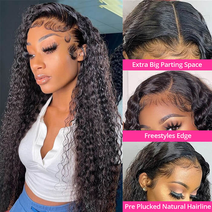 Brazilian 32 Inch 13x6 Lace Wigs 4x4 Lace Closure Wigs Kinky Curly Human Hair Wig