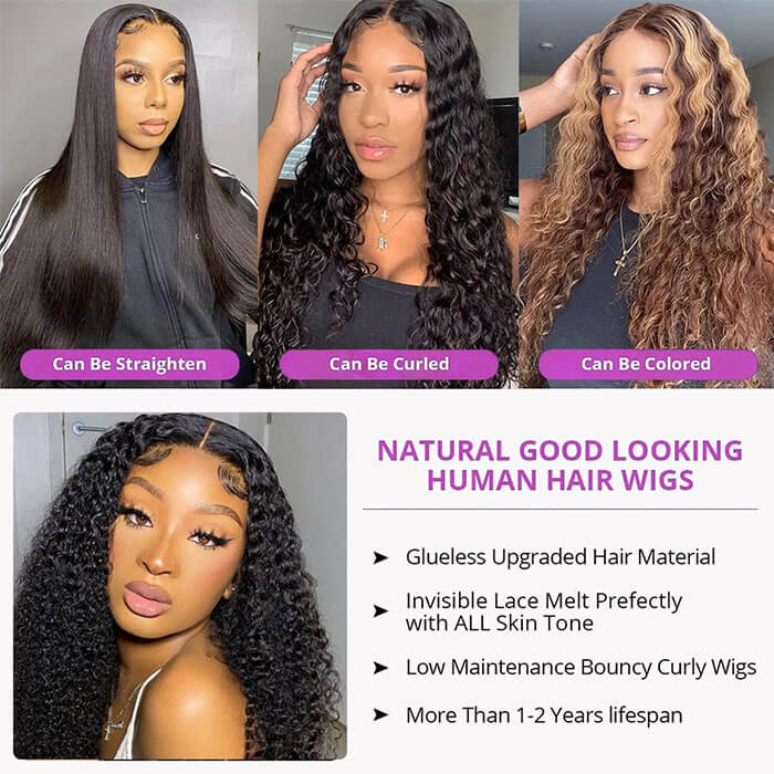 Brazilian 32 Inch 13x6 Lace Wigs 4x4 Lace Closure Wigs Kinky Curly Human Hair Wig