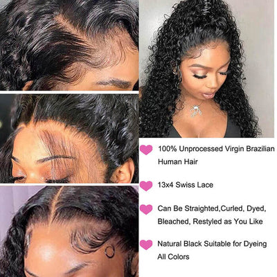 13x6 HD Transparent Lace Front Wigs Kinky Curly Human Hair Wig With Baby Hair For Black Women