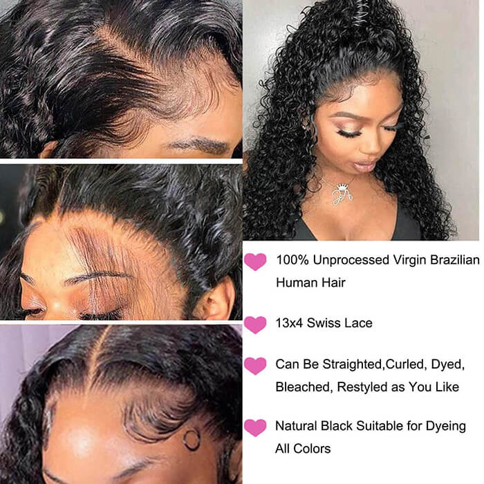 13x6 HD Transparent Lace Front Wigs Kinky Curly Human Hair Wig With Baby Hair For Black Women