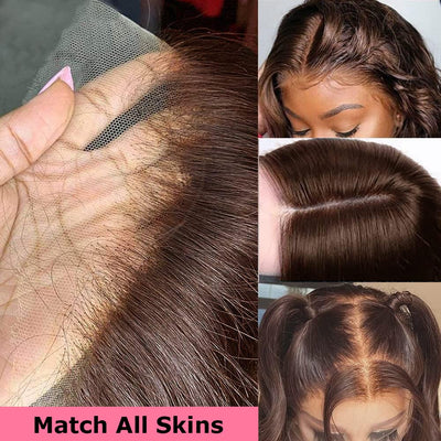 Colored #4 Brown Wigs Body Wave Human Hair 13×4/13x6 HD Transparent Lace Front Wigs