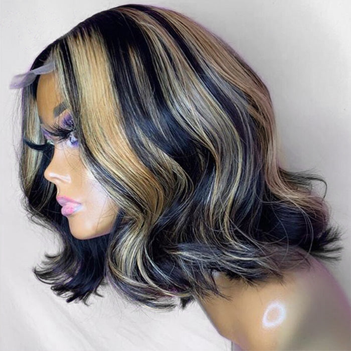 Blonde Highlight Body Wave Bob Wig Mix Color 1B/27