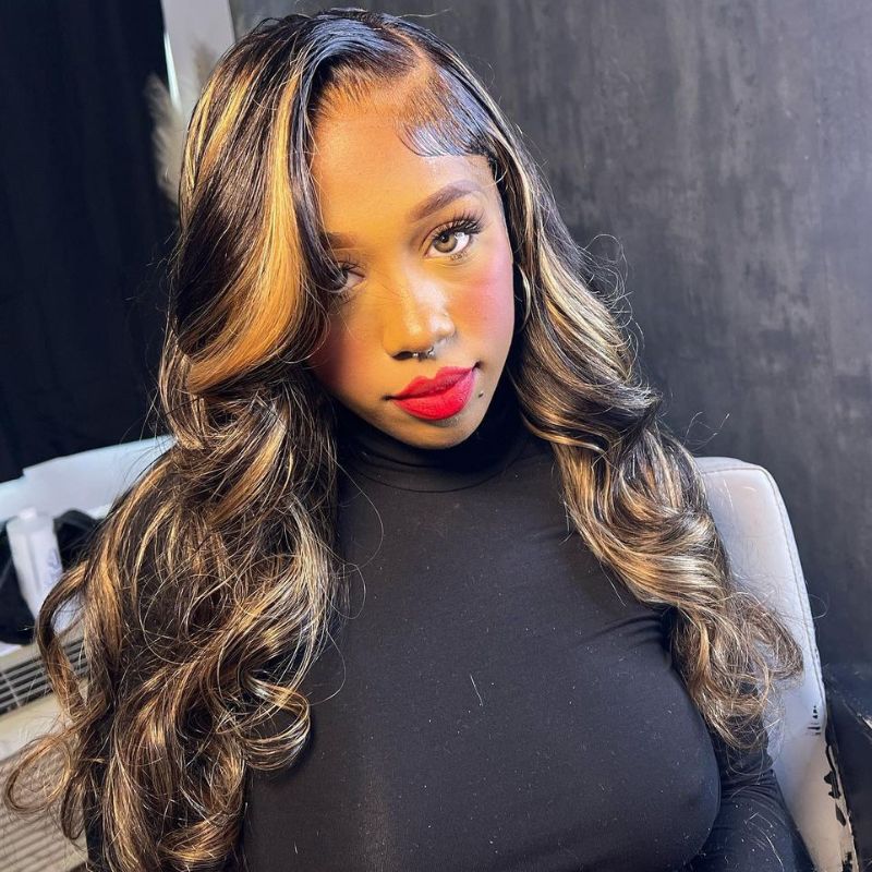 1b/27 Balayage Highlight Wigs 13x4 HD Transparent Lace Front Wigs with Baby Hair