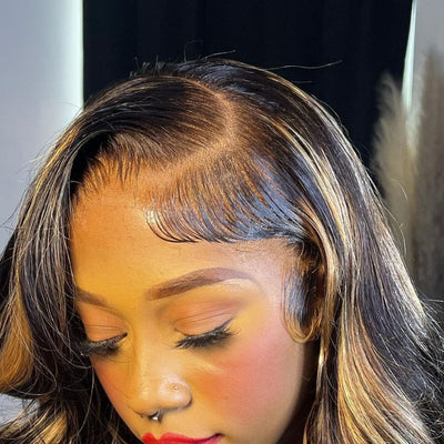 1b/27 Balayage Highlight Wigs 13x4 HD Transparent Lace Front Wigs with Baby Hair