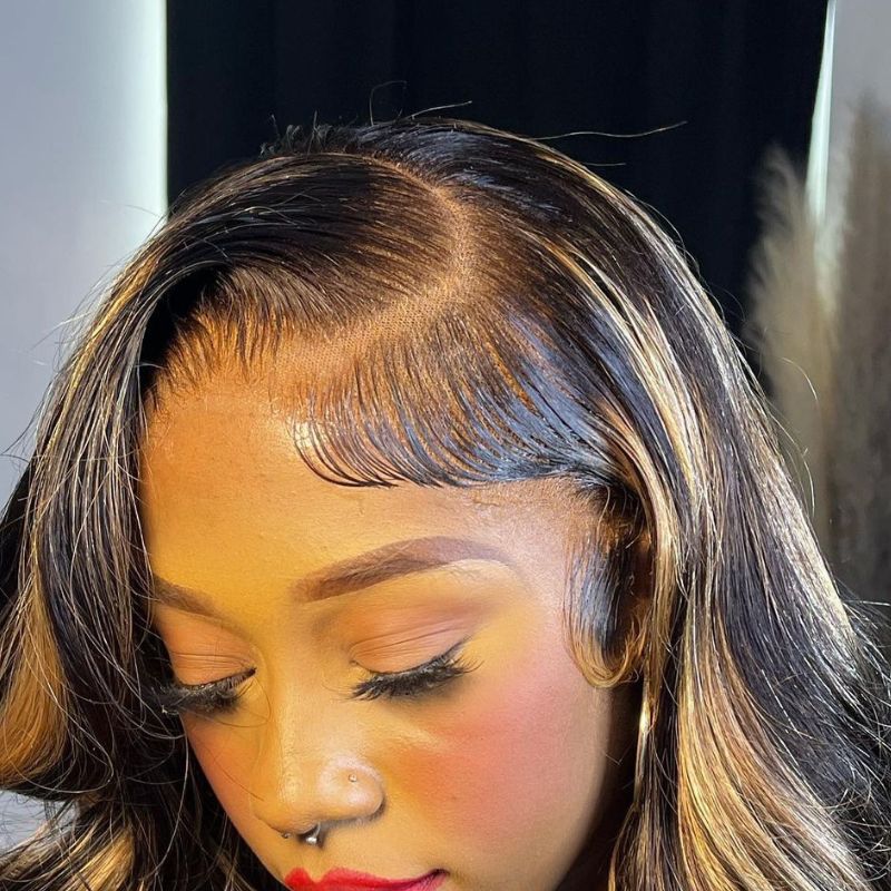 1b/27 Balayage Highlight Wigs 13x4 HD Transparent Lace Front Wigs with Baby Hair