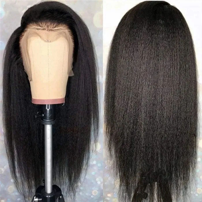 Kinky Straight 4*4/13*6 HD Transparent Skin Melt Lace Front Wig Human Hair Wig