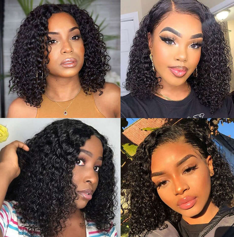 Water Wave HD Lace Front Bob Wig Pre Plucked Human Hair Lace Wigs