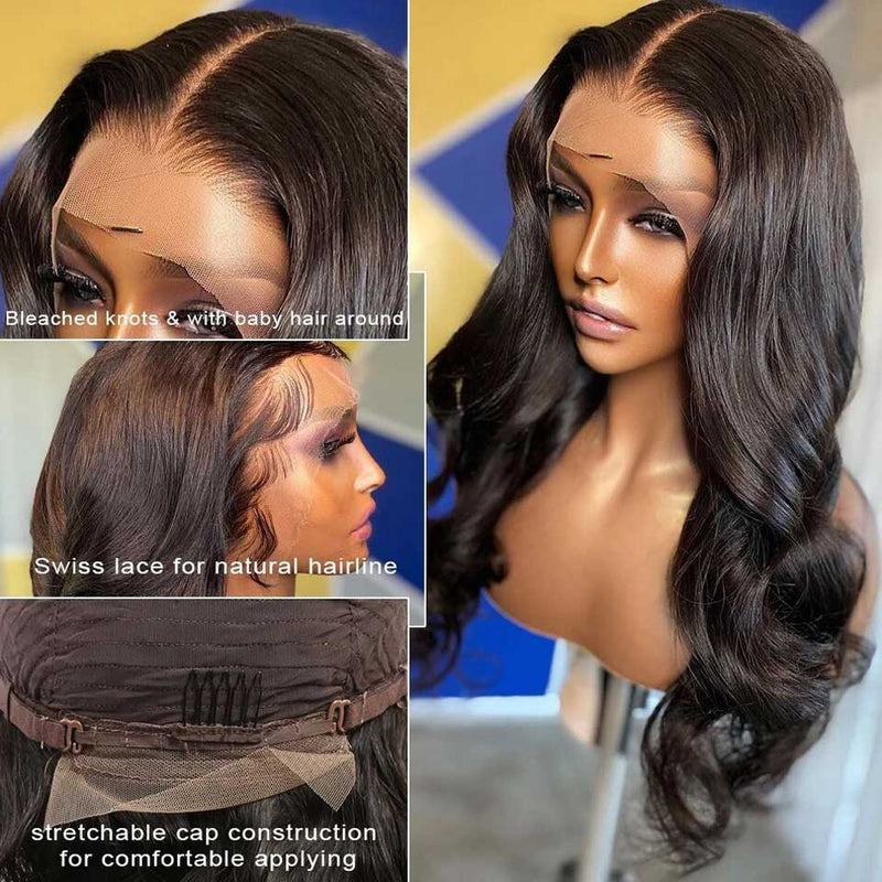 Real Glueless 13x4 HD Lace Frontal Wigs Glueless Body Wave Lace Front Human Hair Wigs