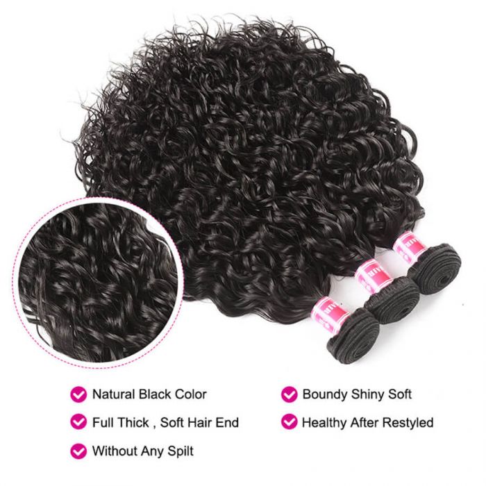 Brazilian Water Wave Virgin Human Hair 3 Bundles 100% Unprocessed Virgin Human Hair Extension