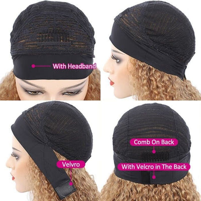 Hedy #27 Colored Headband Wig Deep Wave Human Hair Half Wigs With Various Headbands
