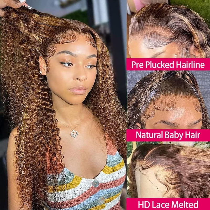 Celebrity Style Curly Wigs Top Grade Highlight 