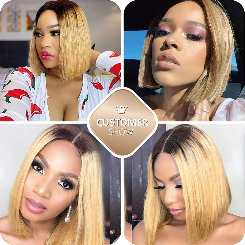 Bob Wigs 4x4/13x4 Lace Wigs T1B/27 Straight Human Hair Wigs