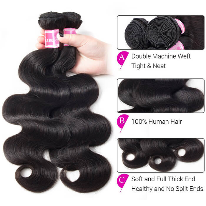 Body Wave Virgin Human Hair 3 Bundles 100% Unprocessed Virgin Human Hair Extension