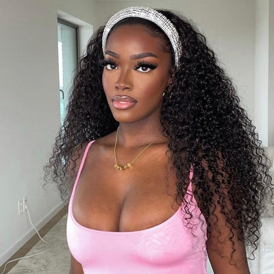 High Quality Headband Wigs Kinky Curly Human Hair Wigs Virgin Hair