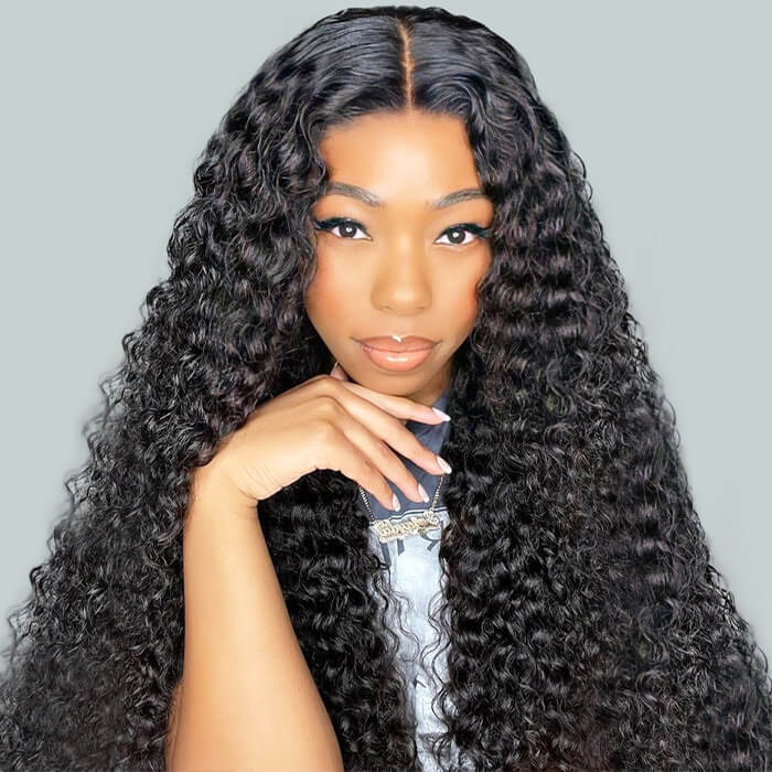 Deep Wave Pre Cut HD Lace Closure Wig Human Hair Wear & Go Glueless Wigs with Breathable Cap