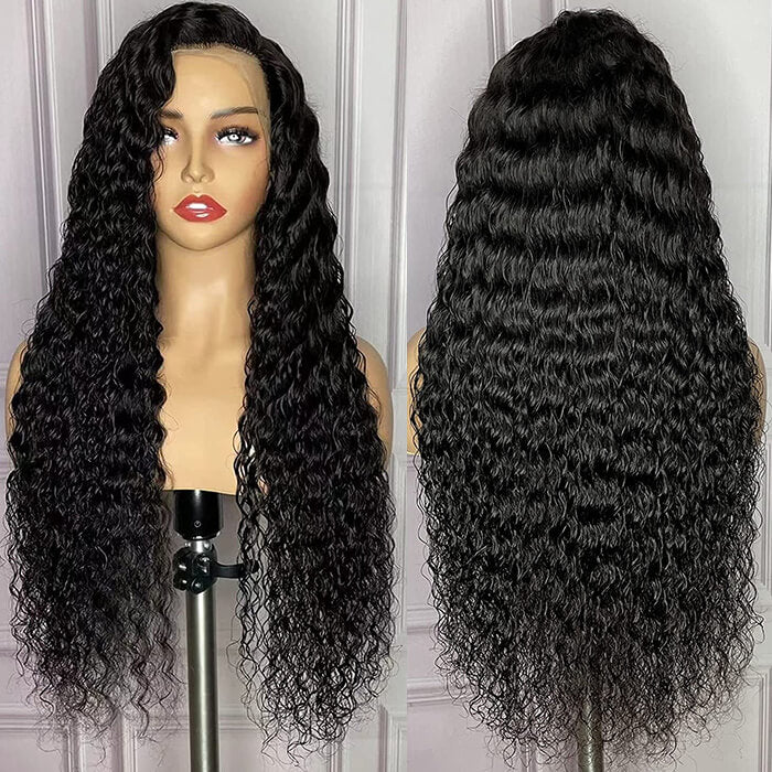 13x6 HD Transparent Lace Front Human Hair Wigs Brazilian Deep Wave Frontal Wig With Baby Hair