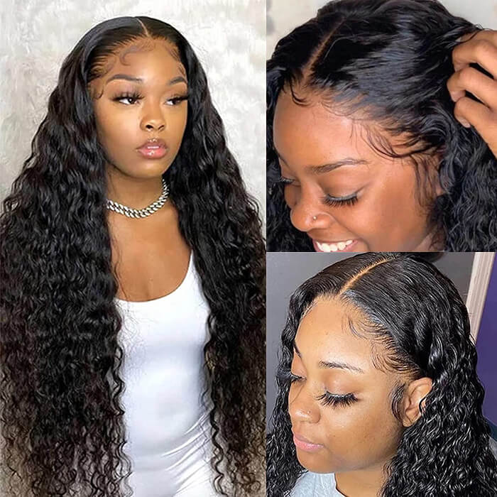 13x6 HD Transparent Lace Front Human Hair Wigs Brazilian Deep Wave Frontal Wig With Baby Hair
