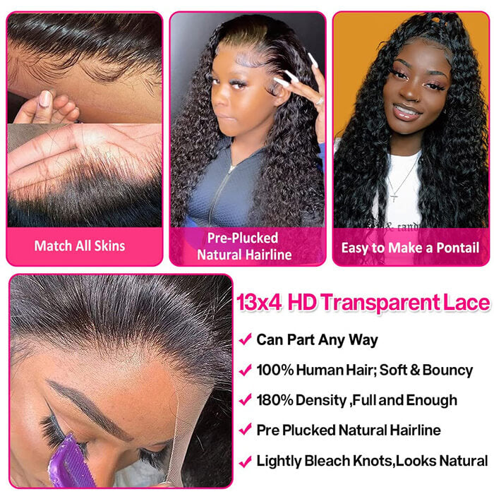 13x4 Lace Frontal Wig Deep Wave Frontal Wig With Baby Hair Lace Wigs For Black Women