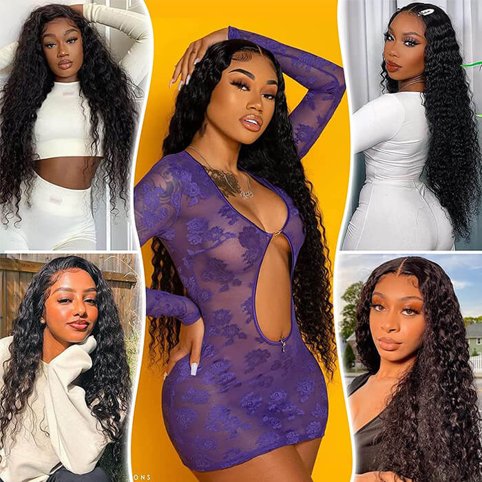 13x6 HD Transparent Lace Front Human Hair Wigs Brazilian Deep Wave Frontal Wig With Baby Hair