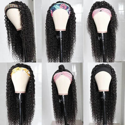 High Quality Headband Wigs Kinky Curly Human Hair Wigs Virgin Hair