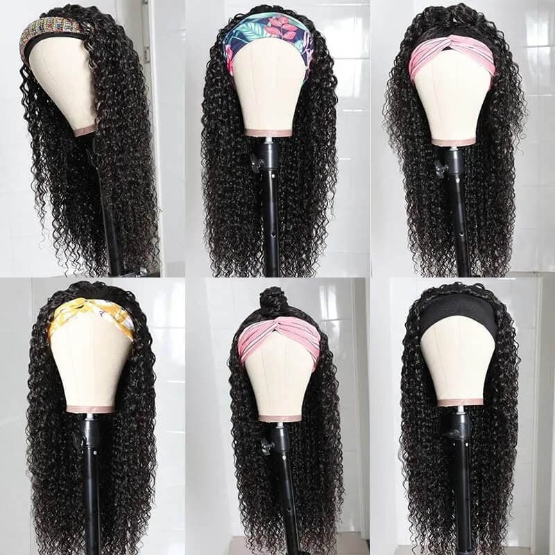 High Quality Headband Wigs Kinky Curly Human Hair Wigs Virgin Hair