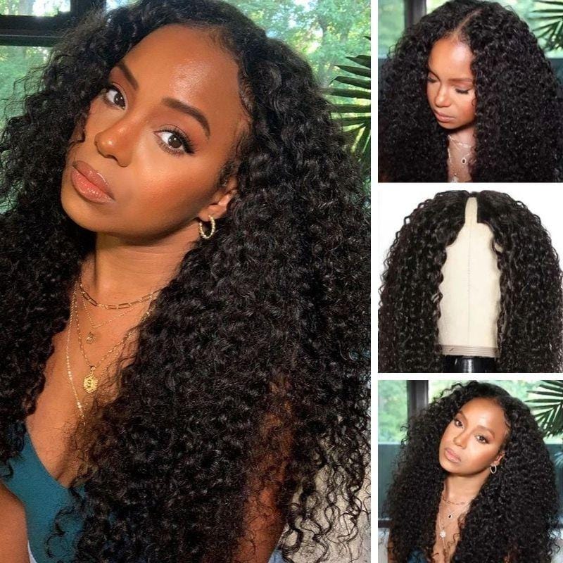 Curly Human Hair Wig Upgrade V part Wig Without Leave out
