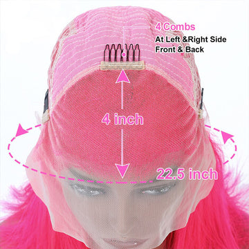 Light Pink 13x4 HD Lace Frontal Wigs Glueless Straight Human Hair Wig Pre Plucked Bleached Knots