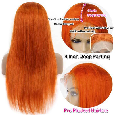 Buy One Get One Free  Ginger Color Lace Closure Wig + Body Wave Bob wig