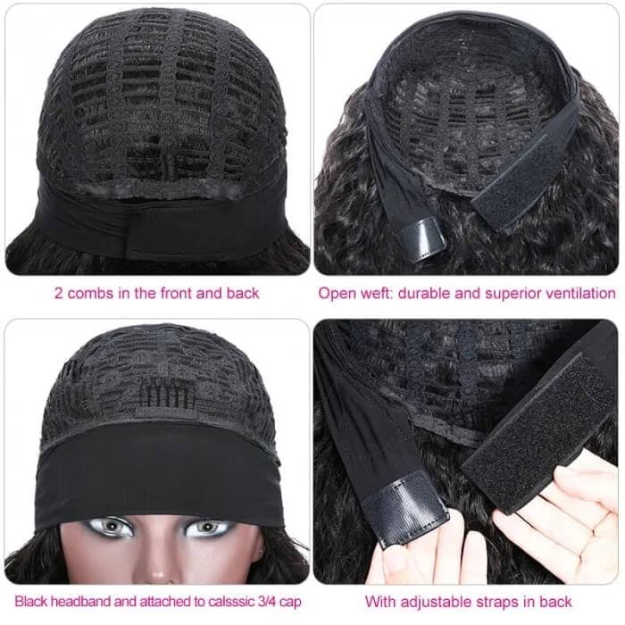 Body Wave Headband Wigs Human Hair Glueless Wigs Beginner Friendly