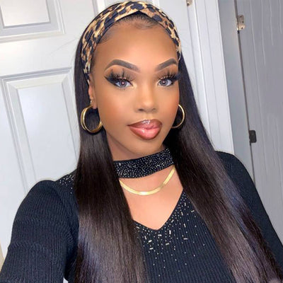 Straight Headband Wigs Human Hair Glueless Wigs Beginner Friendly