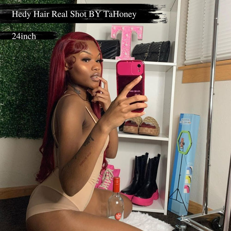 99j Burgundy Wig 13x4 HD Lace Front Wigs Straight Human Hair Wigs