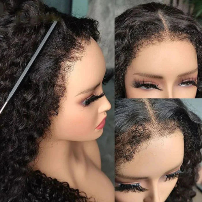 Natural 4C Edges Kinky Curly 13x4/5x5 HD Lace Front Wig With Curly Baby Hair Realistic Hairline