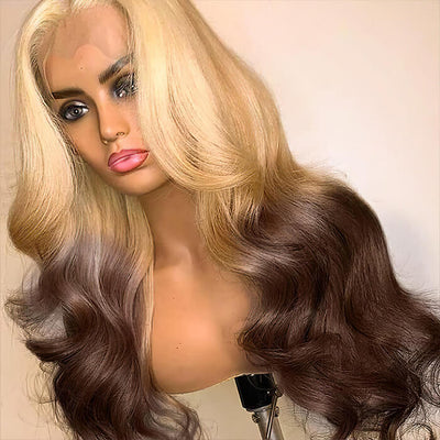 Ombre Lace Front Wigs Body Wave 613 Blonde Brown Human Hair Wigs