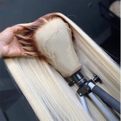 New In Ash Blonde Ombre Wigs 13x4  HD Lace Front Human Hair Wigs 180% Density