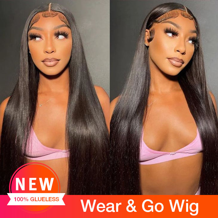 Glueless Pre Cut Lace  Silky Straight Hair Wear And Go Human Hair Wigs Pre Plucked With Natural Hairline