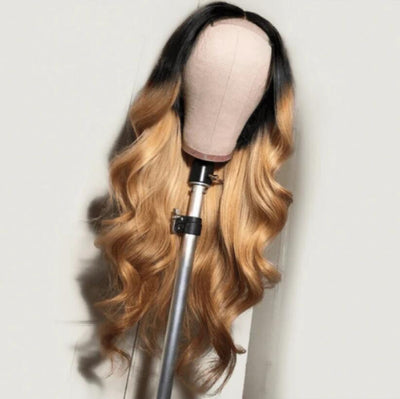 【50% OFF】 Ombre 1B/27 Honey Blonde Colored Wigs Body Wave HD Lace Front Wigs