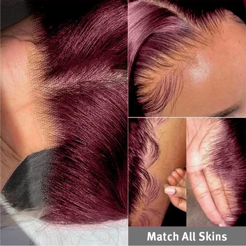 Burgundy 99J Curly Human Hair Wigs HD Lace Front Wigs Pre Plucked