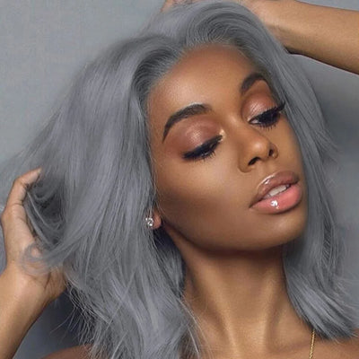 Short grey lace front wigs sale