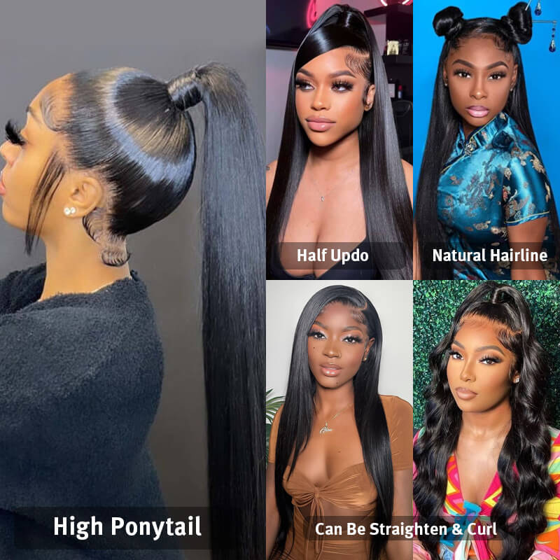 Breathable 360 Lace Wig Free Part Ponytail Style Straight HD Lace Huma Hedy Hair