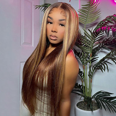 4/27 Highlight Straight Lace Front Wigs 4x4/13x4/13x6 HD Lace Front Human Hair Wigs