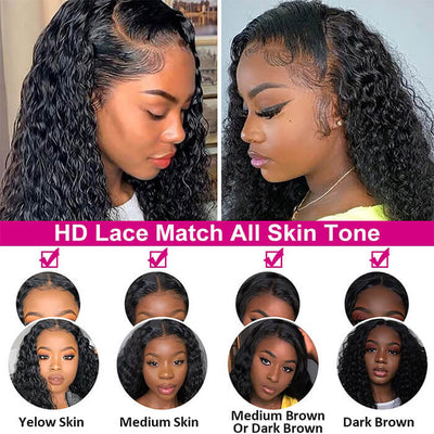 13x6 Lace Front Wigs Water Wave Human Hair Wig Medium Brown Lace Wig