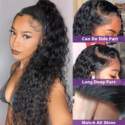 Water Wave Human Hair Wigs 4x4 HD Lace Closure Wigs
