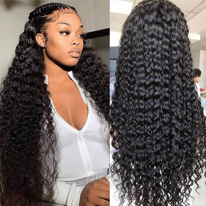 Water Wave Human Hair Wigs 4x4 HD Lace Closure Wigs